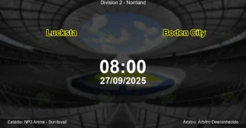 Palpite e análise do jogo Lucksta vs Boden City pela Division 2 - Norrland