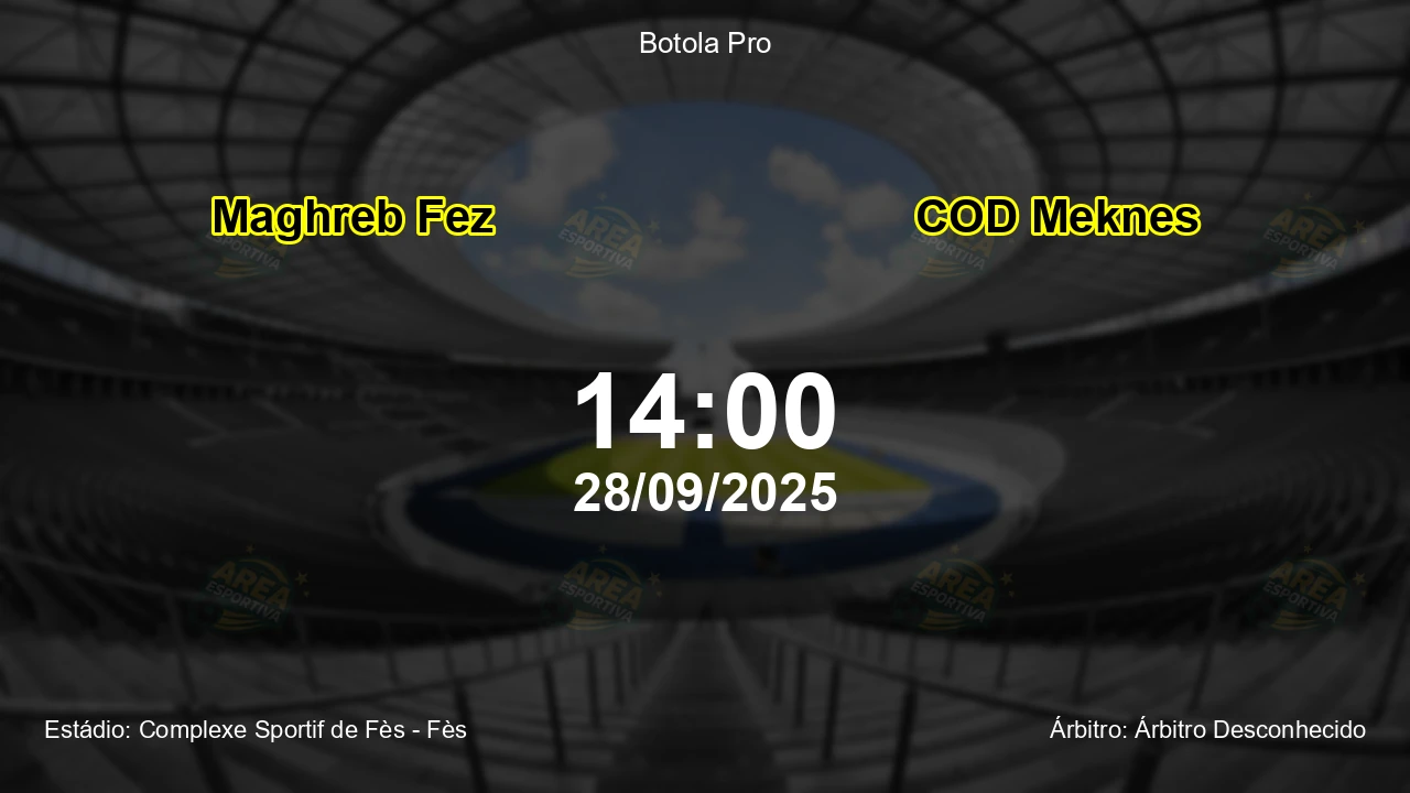 Palpite e análise do jogo Maghreb Fez vs COD Meknes pela Botola Pro