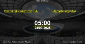 Palpite e análise do jogo Mamelodi Sundowns U23 vs Richards Bay U23 pela Diski Challenge