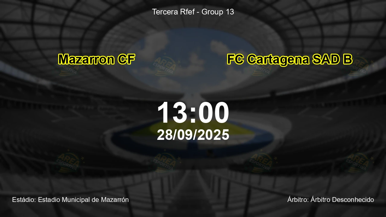 Palpite e análise do jogo Mazarron CF vs FC Cartagena SAD B pela Tercera Rfef - Group 13