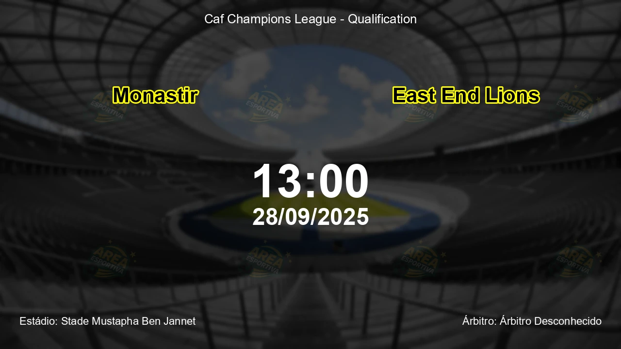 Palpite e análise do jogo Monastir vs East End Lions pela Caf Champions League - Qualification