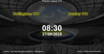 Palpite e análise do jogo Nottingham U18 vs Burnley U18 pela Premier League U18