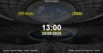 Palpite e análise do jogo OFI Crete vs Kifisia pela Super League