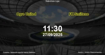 Palpite e análise do jogo Ogre United vs FK Smiltene pela Nakotnes Liga