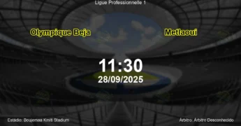 Palpite e análise do jogo Olympique Beja vs Metlaoui pela Ligue Professionnelle 1