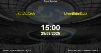 Palpite e análise do jogo Panetolikos vs Panathinaikos pela Super League