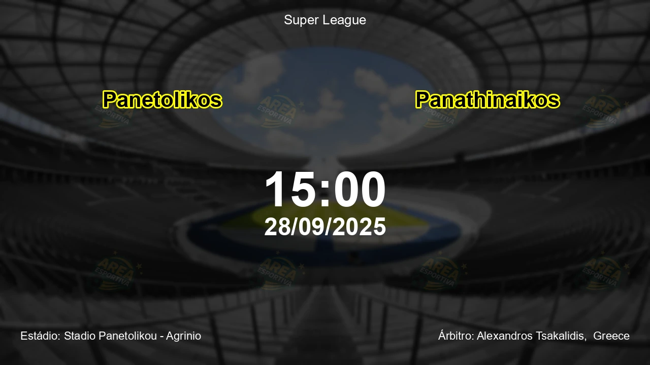 Palpite e análise do jogo Panetolikos vs Panathinaikos pela Super League