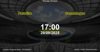 Palpite e análise do jogo Paradise vs Camerhogne pela Premier Division