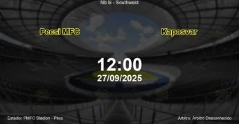 Palpite e análise do jogo Pecsi MFC vs Kaposvar pela Nb Iii - Southwest