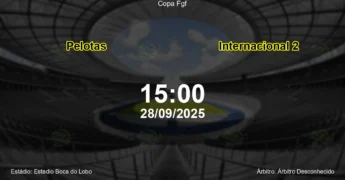 Palpite e análise do jogo Pelotas vs Internacional 2 pela Copa Fgf