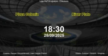 Palpite e análise do jogo Plaza Colonia vs River Plate pela Liga Auf Uruguaya - Clausura
