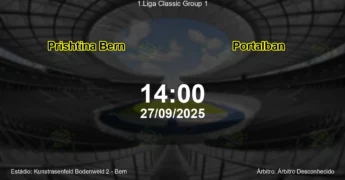 Palpite e análise do jogo Prishtina Bern vs Portalban pela 1.Liga Classic Group 1