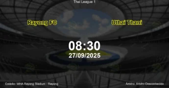 Palpite e análise do jogo Rayong FC vs Uthai Thani pela Thai League 1