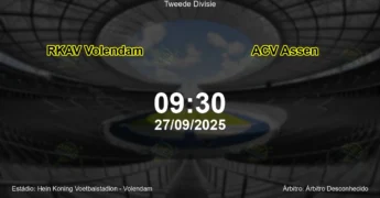 Palpite e análise do jogo RKAV Volendam vs ACV Assen pela Tweede Divisie