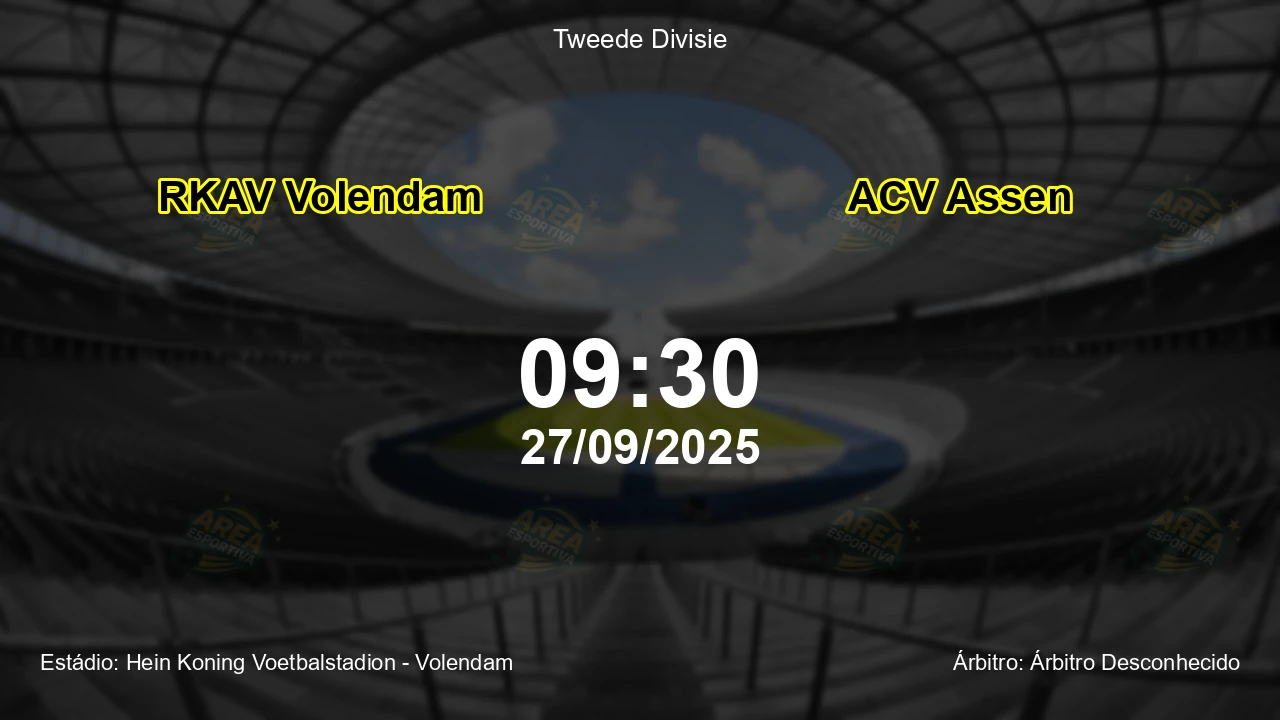 Palpite e análise do jogo RKAV Volendam vs ACV Assen pela Tweede Divisie