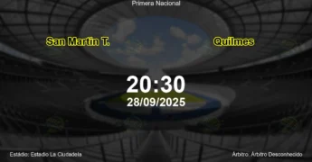 Palpite e análise do jogo San Martin T. vs Quilmes pela Primera Nacional