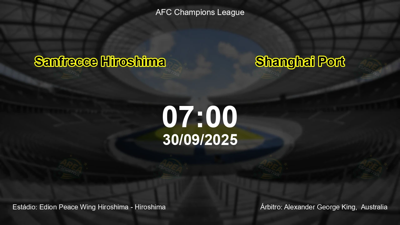 Palpite e análise do jogo Sanfrecce Hiroshima vs Shanghai Port pela AFC Champions League