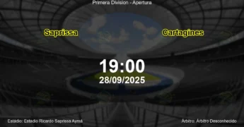 Palpite e análise do jogo Saprissa vs Cartagines pela Primera Division - Apertura