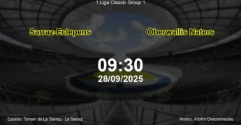 Palpite e análise do jogo Sarraz-Eclepens vs Oberwallis Naters pela 1.Liga Classic Group 1
