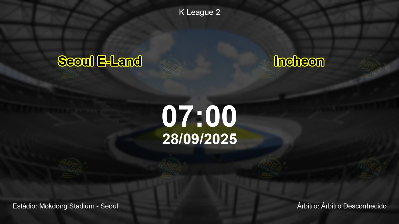 Palpite e análise do jogo Seoul E-Land vs Incheon pela K League 2