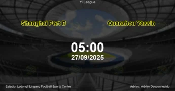 Palpite e análise do jogo Shanghai Port B vs Quanzhou Yassin pela Yi League