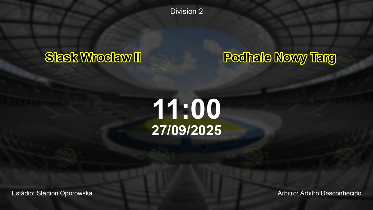 Palpite e análise do jogo Slask Wroclaw II vs Podhale Nowy Targ pela Division 2