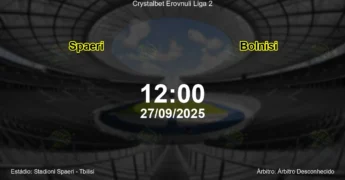 Palpite e análise do jogo Spaeri vs Bolnisi pela Crystalbet Erovnuli Liga 2