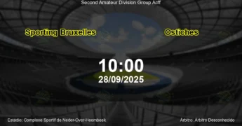Palpite e análise do jogo Sporting Bruxelles vs Ostiches pela Second Amateur Division Group Acff