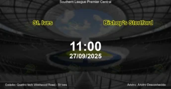 Palpite e análise do jogo St. Ives vs Bishop's Stortford pela Southern League Premier Central