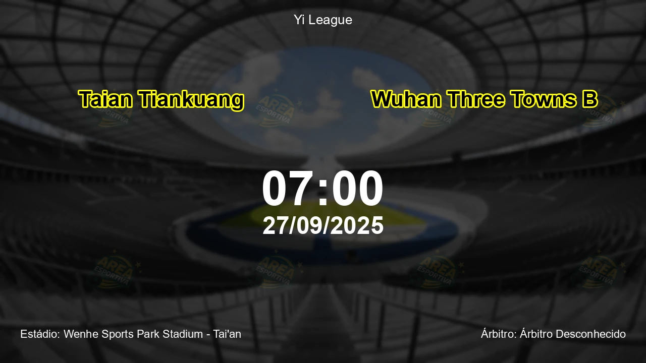 Palpite e análise do jogo Taian Tiankuang vs Wuhan Three Towns B pela Yi League