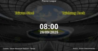 Palpite e análise do jogo Taiwan Steel vs Taichung Rock pela Premier League
