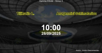 Palpite e análise do jogo Tilikratis L. vs Anagennisi Schimatariou pela Gamma Ethniki - Group 3