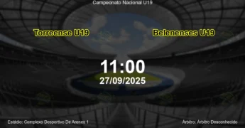 Palpite e análise do jogo Torreense U19 vs Belenenses U19 pela Campeonato Nacional U19