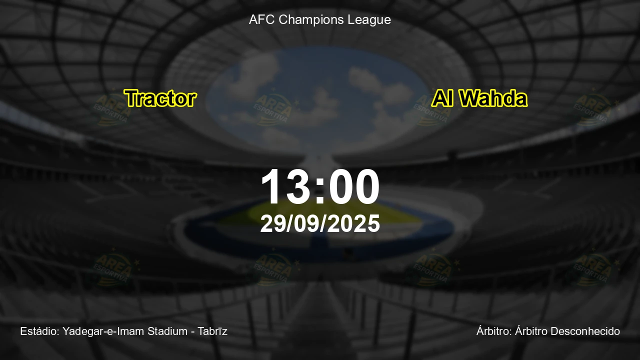Palpite e análise do jogo Tractor vs Al Wahda pela AFC Champions League