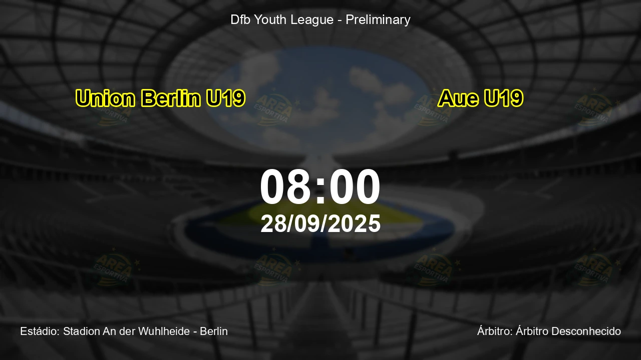 Palpite e análise do jogo Union Berlin U19 vs Aue U19 pela Dfb Youth League - Preliminary