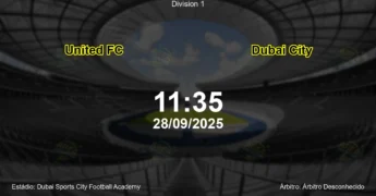 Palpite e análise do jogo United FC vs Dubai City pela Division 1