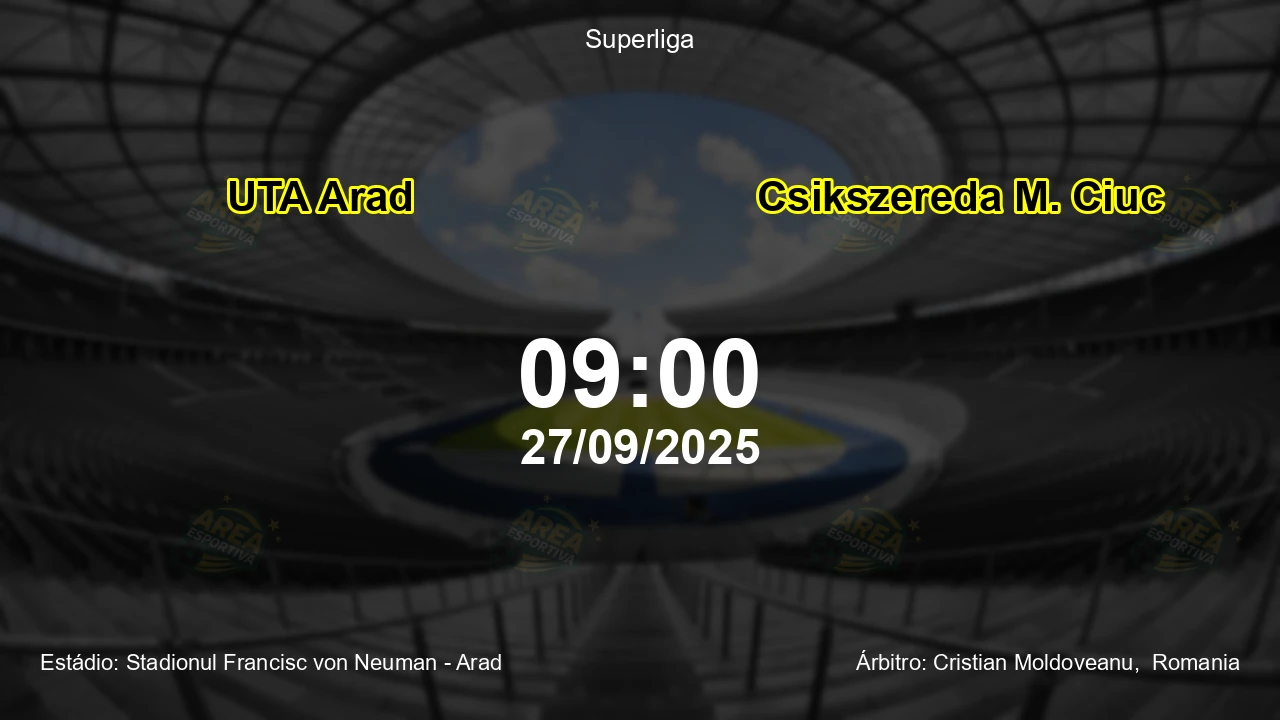 Palpite e análise do jogo UTA Arad vs Csikszereda M. Ciuc pela Superliga