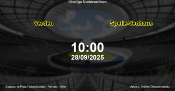 Palpite e análise do jogo Verden vs Spelle-Venhaus pela Oberliga Niedersachsen