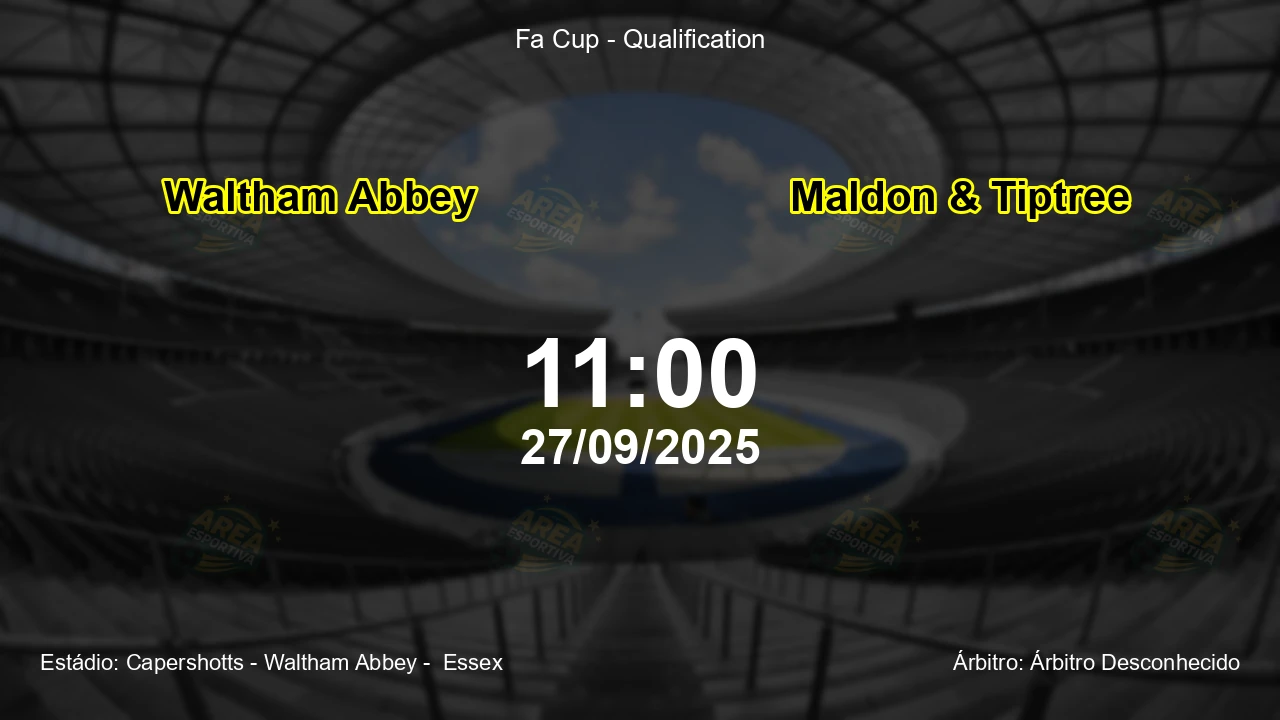 Palpite e análise do jogo Waltham Abbey vs Maldon & Tiptree pela Fa Cup - Qualification