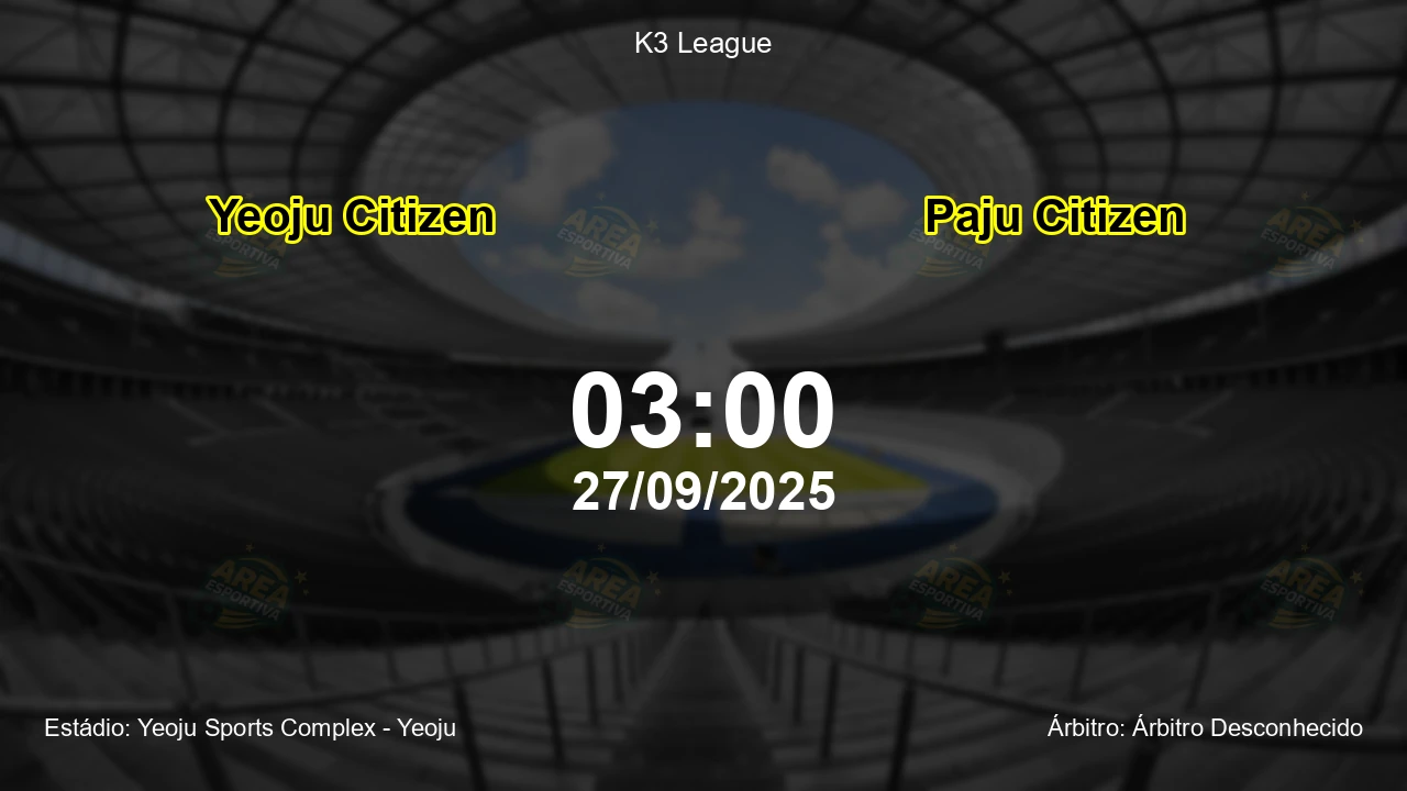 Palpite e análise do jogo Yeoju Citizen vs Paju Citizen pela K3 League