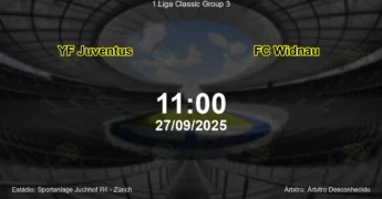 Palpite e análise do jogo YF Juventus vs FC Widnau pela 1.Liga Classic Group 3