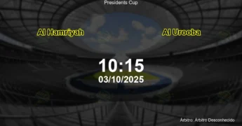 Palpite e análise do jogo Al Hamriyah vs Al Urooba pela Presidents Cup