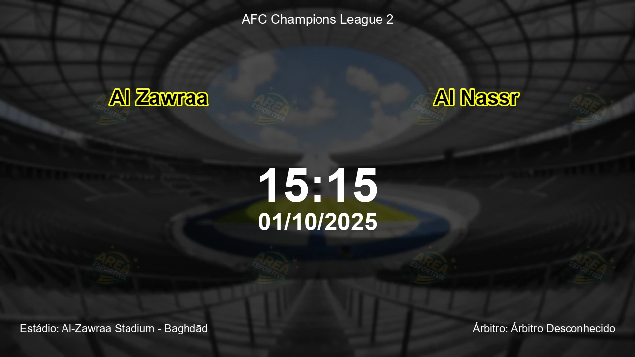 Palpite e análise do jogo Al Zawraa vs Al Nassr pela AFC Champions League 2