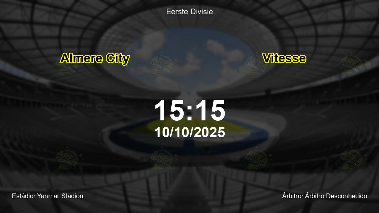 Palpite e análise do jogo Almere City vs Vitesse pela Eerste Divisie