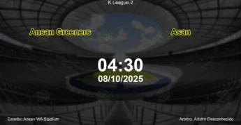 Palpite e análise do jogo Ansan Greeners vs Asan pela K League 2