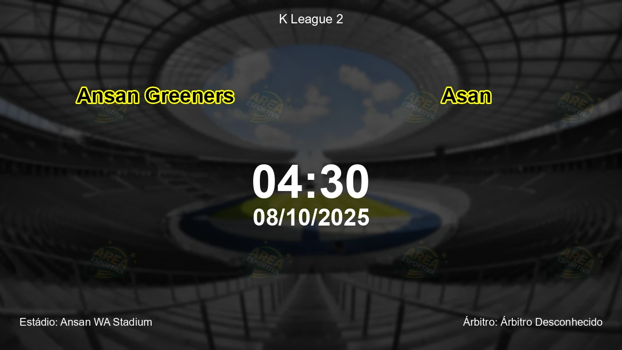 Palpite e análise do jogo Ansan Greeners vs Asan pela K League 2