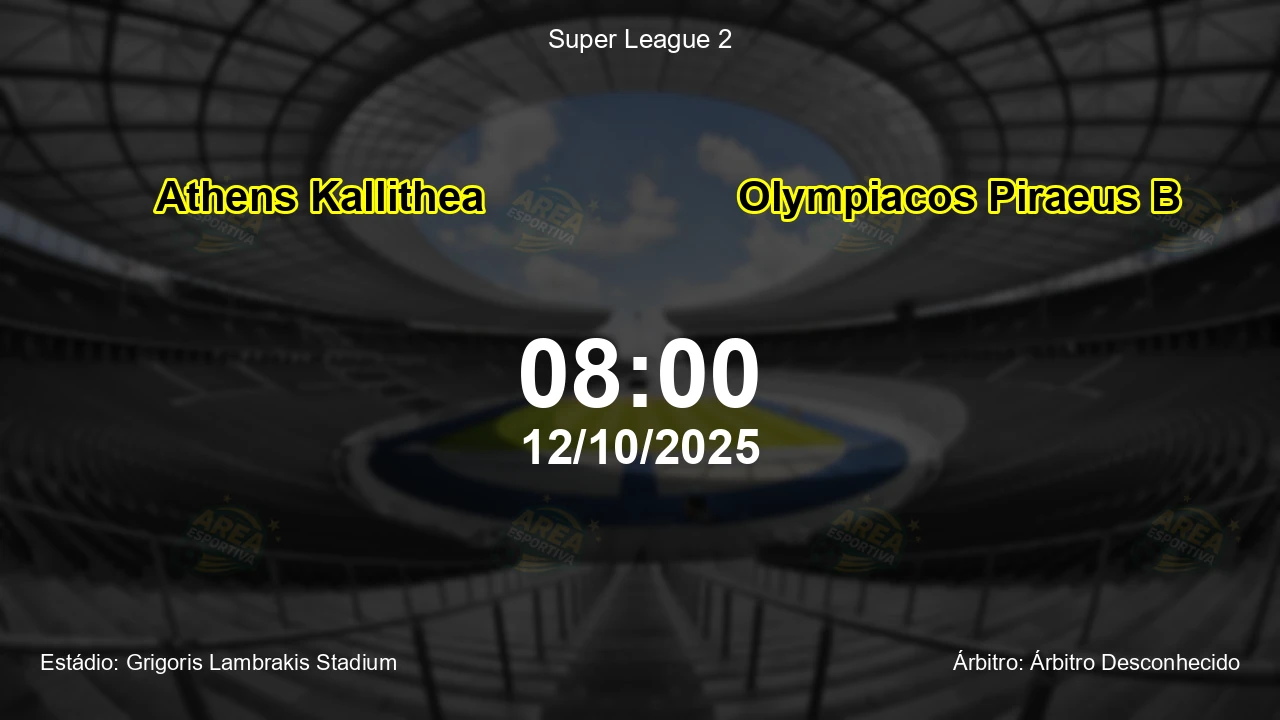 Palpite e análise do jogo Athens Kallithea vs Olympiacos Piraeus B pela Super League 2