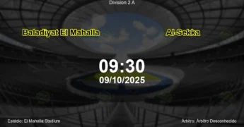 Palpite e análise do jogo Baladiyat El Mahalla vs Al-Sekka pela Division 2 A