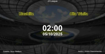 Palpite e análise do jogo Blaublitz vs Oita Trinita pela J2 League