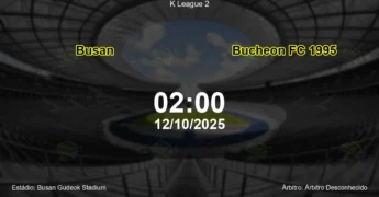 Palpite e análise do jogo Busan vs Bucheon FC 1995 pela K League 2